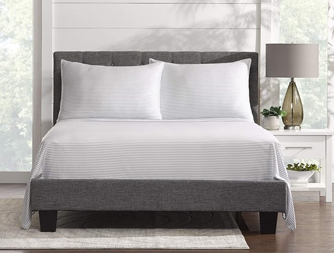 Twin Sheets by Pure Bamboo, Genuine 100% Organic Viscose Derived from Bamboo Bed Sheet Set, Luxuriously Soft & Cooling, Double Stitching, Lifetime Quality Promise (Twin, Stripes)