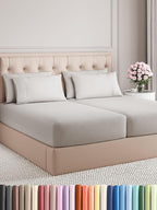 Split King Sheets Set 7 Piece - Includes 4 Pillowcases - Bed Sheets Split King - Soft Hotel Luxury Bedding - Cooling and Breathable - 1 Flat & 2 Fitted & 4 Pillowcases w/ Deep Pockets - French Grey