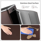 Arlopu 16 GallonStainless Steel Trash Can, 60L Dual Compartment, Metal Kitchen Step Recycle Bin, Metal Double Dustbin, in-Home Garbage Rubbish Can W/Removable Liner Buckets (Brown)