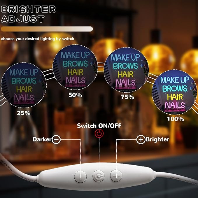 Makeup Studio Neon Sign for Wall Decor, Spa Beauty Room Neon Light,Dimmable Beauty Salon LED Light Up Sign for Bedroom, Business, Salon Decorations