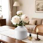 Goaste Metal Matte Flower Vase, Small White Vase for Flowers, 6.3 Inch Tall Iron Frosted Floral Arranging Vases, Nordic Style Round Boho Vases for Modern Minimalist Home Decor, Wedding, Bookshelf