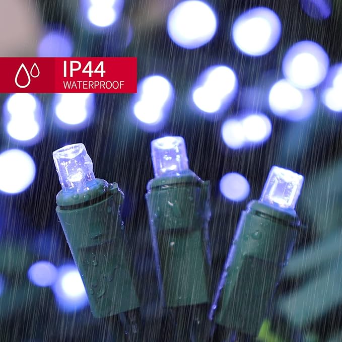 White Wide Angle LED Christmas Lights, 64.8 Ft 300 Count, Pack of 3 Strands 21.9 Ft 100 Lights UL Certified Commercial Grade Green Wire 5mm Holiday String Light