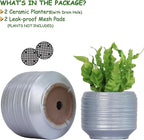 8 Inch + 6 Inch Ceramic Plant Pots Indoor with Drainage – Flower Pot Set, Decorative Indoor Planters for House Plants and Garden Use