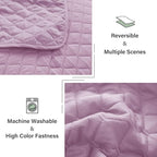 Exclusivo Mezcla Reversible King Size Quilt Bedding Set with Pillow Shams, Lightweight Quilts King Size, Soft Bedspreads Bed Coverlets for All Seasons - (Lilac, 104"x96")