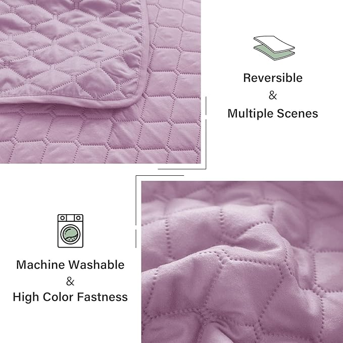 Exclusivo Mezcla Reversible California King Size Quilt Bedding Set with Pillow Shams, Lightweight Quilts Cal King Size, Soft Bedspreads Bed Coverlets for All Seasons - (Lilac, 112"x104")