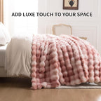 Cozy Faux Fur Throw Blanket for Couch-Warm Fuzzy Throw Blanket, Soft Plush Thick Bubble Blankets for Bedroom and Living Room, Furry Luxury Blanket, 90 x 108, Tie-Dye Pink