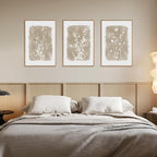 HPINUB Large Boho Wildflowers Canvas Framed Wall Art Set,Minimalist Vintage Flower Wall Decor,Beige Floral Botanical Artwork for Living Room Bedroom,Dining Room,Office -24"x36"x3