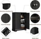 ChooChoo Bathroom Floor Cabinet, Modern Bathroom Storage Cabinet with 2 Doors and Adjustable Shelves, Freestanding Cupboard for Living Room, Black