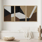 SIGNWIN Framed Canvas Print Wall Art Bold Geometric Shapes Modern Black, White, and Brown Abstract Photography Modern Art Minimalist for Living Room, Bedroom, Office - 24"x36"x3 Natural