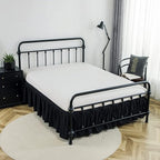 Bed Skirt Twin Size Ruffled Bed Skirt with Split Corners, 12 Inch Drop Dust Ruffle Bed Skirt with Platform, Black