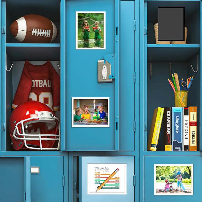 CRUGLA 8x10 White Magnetic Picture Frames for Refrigerator 12 Packs, Modified Magnetic Sheet with Self Adhesive Backing, 8 by 10 Magnetic Photo Craft Frame Set for Glass Window Door Cubicle