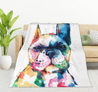HGOD DESIGNS Watercolor French Bulldog Fleece Throw Blanket Ultra Soft Cozy Blooming Decorative Flannel Blanket All Season for Home Couch Bed Chair Travel 50x60in