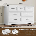 7-Drawer Dresser for Bedroom, Modern Wooden Chest of Drawers with Metal Handles, Anti-Tipping Design, Sturdy and Stable Storage Organizer for Living Room, Entryway, Home Office