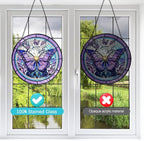 Butterfly Suncatcher Stained Glass Window Hanging - 8” Handmade Stained Glass Suncatchers for Windows Hanging - Sun Catchers Indoor Wall Art Garden Decor Catcher with Hook - Butterfly Gift for Women
