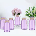 Vintage Glass Flower Vase，6 Pack Farmhouse Purple Glass Centerpiece Vases Mason Jars for Weddings, Parties & Home Decor Bulk (6, Purple)