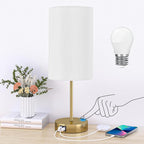 AKASUKI 18Inch Table Lamp with Dual Charging Station, 3 Way Dimmable Touch Lamp for Bedroom, Living Room, Office(LED