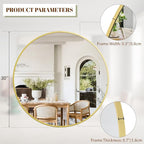 BEAUTYPEAK 30 Inch Round Mirror, Metal Frame Circle Mirror, Wall Mounted for Entryway, Bathroom, Vanity, Living Room, Gold