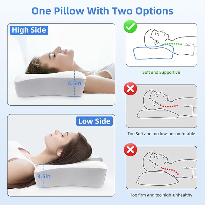 NPET Cervical Pillow for Neck Pain Relief, Ergonomic Hollow Design, Odorless Memory Foam Pillow for Sleeping, Orthopedic Contour Neck Support Pillows for Side, Back, and Stomach Sleepers