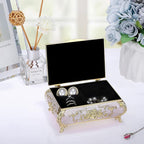 ELLDOO Vintage Music Box, Beige Metal Musical Jewelry Box Keepsake Box, Small Trinket Jewelry Storage Box Gift for Girl Women (Tune: You are My Sunshine)