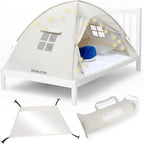 Beige Full Bed Tent for Kids Indoor Fort - Magical Dream Tents for Boys Pop Up Toddler Bed Canopy for Girls Bunk Bed Tent for Top Bunk - Sensory Sleep Pod for Kids Educational
