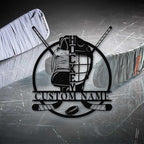 Personalized Ice Hockey Neon Sign - Custom Name Wall Light with Helmet and Crossed Sticks, 16-Color LED with Remote Control, Hockey Decor for Boys, Man Cave, Game Room, Gift for Players, Fans