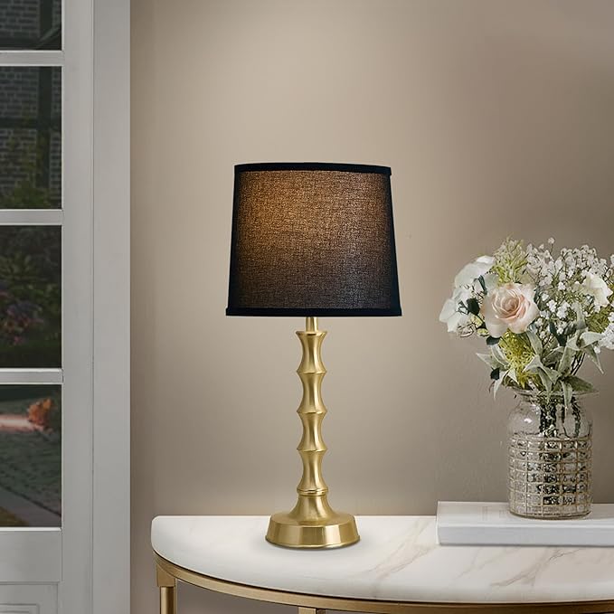 24" Small Black Lamp for Bedroom, Black Gold Table Lamps for Living Room Set of 2, Retro Gold Lamps for Nightstand Set of 2, Retro Small Table Lamp for Sofa Table, Nursery, Small Reading Lamps
