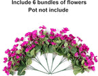 Hibiscus Artificial Flowers Plants for Outdoors Decor, 6 Bundles Silk Hibiscus Bouquet Tropical Flowers Artificial Realistic UV Resistant Fake Flowers for Outside Planter Porch Patio Balcony, Fuchsia