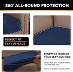 PrinceDeco Velvet Couch Cushion Cover Soft Stretch Cushion Slipcover for Chair Loveseat Sofa Cushion Furniture Protector Seat Cushion Sofa Cover (2 Piece Large Sofa Cushion Covers, Navy)