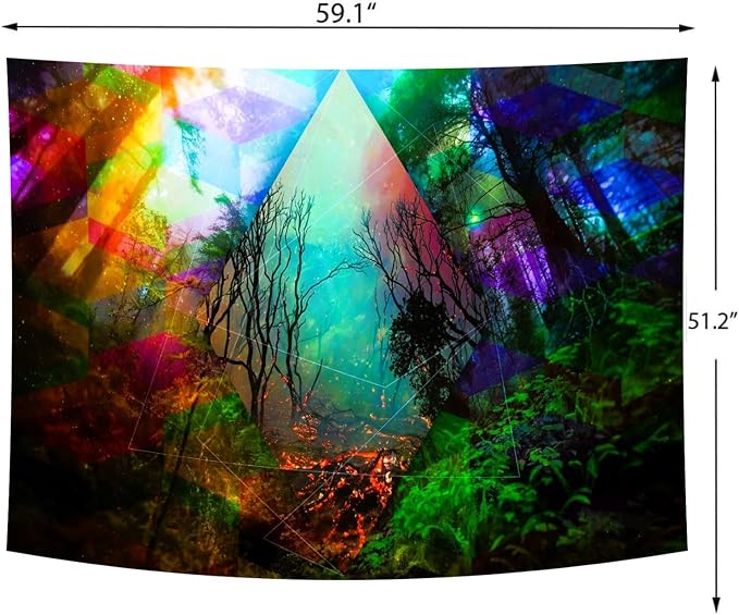 Delur Forest Tapestry Tree of Life Tropical Rainforest Tapestry Wall Hanging Colorful Nature Landscape Mystical Psychedelic Spiritual Headboard for Bedroom Living Room Home Decor (51.2" x 59.1")