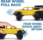 Pickup Truck Toy 1/24 Diecast Trucks Mammoth Model Car Kits,Metal Toy Truck Suitable for Kids and Car Collection,Pull Back Cars with Light and Sound,Trucks for Kids Ages 4-8（Yellow）