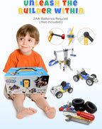 STEM Toys for 5 6 7 8+ Year Old Boy, 10 in 1 Electric Building Toys for Kids Ages 4-8 5-7 6-8, Educational Racing Construction Science Kit for Boys 4-6 8-10, Creative Activities Holiday Birthday Gift