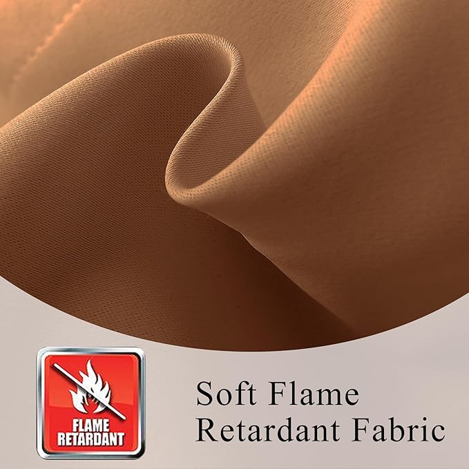 Fcosie 52" Wx96 L Inherent Flame Retardant Curtains - Room Darkening Drapes for School Classroom Dorm Nursing Home Restaurant- Antique Bronze Grommet Top Privacy Window Drapery - Hazel - 2 Panels