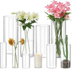 10 Pack Glass Cylinder Vase for Centerpieces, Clear Flower Glass Vases for Wedding Decorations, Hurricane Floating Candle, Holder for Table Centerpiece Wedding Home Décor