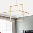 Modern LED Chandelier Led Pendant Light Square Contemporary Chandelier Hanging Light Dimmable for Living Room, Dining Room, Bedroom, Kitchen, Stydy Room 65W 3000K/4000K/6000K (Glod)