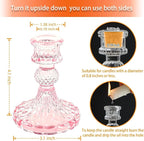 Glass Candlestick Holder,Striped Taper Candle Holders,Set of 6 Candle Stand for Table Centerpieces, Home Decor,Weddings,Festival and Parties (Pink Dimond)