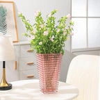 MCMCNCUIU Crystal Glass Vase, Large Crystal Vases for Flowers, Large Flower Vase, Pink Modern Vases for Living Room, Bedroom, Kitchen, Dining Table, Mantle, Wedding, 11 Inches