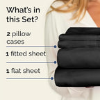 Twin Sheets Set 4 Piece - Includes 2 Pillowcases - Bed Sheets Twin Size - Soft Hotel Luxury Bedding - Cooling, Comfy, Cozy and Breathable - 1 Flat & 1 Fitted & 2 Pillowcases w/ Deep Pockets - Black
