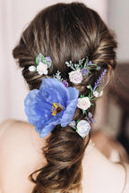 IPOPU 43.3" Poppy Flowers Artificial Flowers 6PCS Fake Silk Poppies Long Stem Artificial Flowers for Tall Vase for Wedding Party Home Decor(Royal Blue)