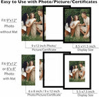 12 Packs 9x12 Picture Frames, Display 6x8 with Mat or 9x12 Without Mat, Gallery Wall Frame Set, 9 by 12 Frames Bulk Set of 12 Collage Wall Decor Photo Frames Set for Wall and Tabletop, Black