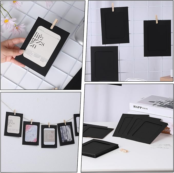 Giantree 20Pcs Photo Banner for Pictures, Paper Picture Frames, 4x6 Inch Photos Banner, Paper Photo Frame Photos String With Clips for Home Wall Decor,School and Office Decor(Style B)