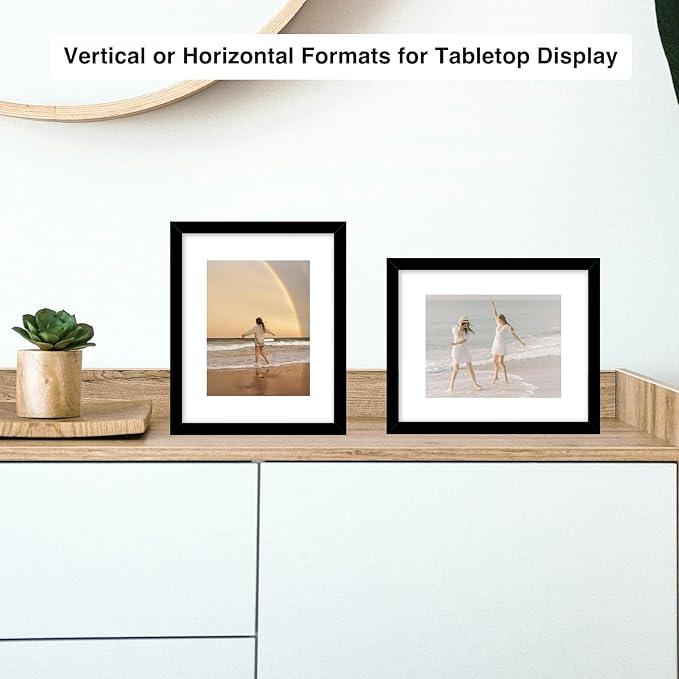 12 Packs 8.5 by 11 Picture Frames, Display 6x8 with Mat or 8.5x11 Without, for Award Certificate Diploma Document, 8.5 x 11 Frames Bulk Set of 12 Photo Frames Set for Wall and Tabletop, Black