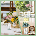 6PCS Transparent Glass Flower Vases for Centerpieces Boho Cylinder Bud Vases in Bulk Mason Jars for Weddings, Parties & Vintage Home Decor(Transparent 6)