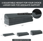 BALAPET 3-in-1 Adjustable Height Wedge Pillow, 7" Height Leg Knee Pillow for Side Sleepers & Aligns Spine, Supportive Bolster Pillow for Pregnancy Relieves Pressure Hip Leg Elevation, 20.5", Dark Grey