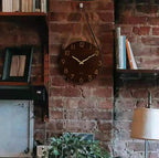Kesin Wall Clock 12 Inch Silent Wooden Wall Clock Battery Operated Hand Made Retro Fashion Clock with Rope Hanging Decorative for Living Room Kitchen Bedroom Office