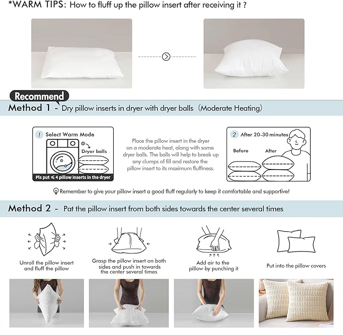 MIULEE 12x20 Pillow Inserts,Set of 2 100% Virgin Microfiber with Cotton Cover Throw Pillows for Couch Sofa and Bed