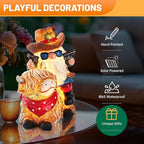 Solar Highland Cow Gnome Statue - Hand-Painted Resin Outdoor Decor for Garden & Yard, Unique Mothers Day Birthday Gifts for Grandma Women (Weatherproof)