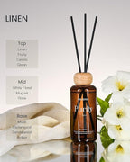 M&SENSE Linen Scent Reed Diffuser | 6.3 fl oz Natural Essential Oil Diffuser with Sticks, Non-Toxic Housewarming Aromatherapy Diffuser Gift for Bathroom & Shelf Decor