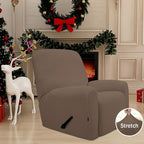 Easy-Going Recliner Stretch Sofa Slipcover Sofa Cover 4-Pieces Furniture Protector Couch Soft with Elastic Bottom, Spandex Jacquard Fabric Small Checks(Recliner,Brown)