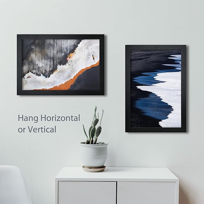 VCK Poster Frames 13x19 Black 3 Pack, Solid Wood Picture Frames for Wall Mounting Hanging Art and Puzzle Frame