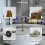 LED CordlessTable Lamp,4000mAh Rechargeable Battery Desk lamp,3 Level Brightness Beside Night Light, Minimalist Design, for Couple Dinner/Coffee Table/Restaurant/Bedroom(Bronze 4PACK)